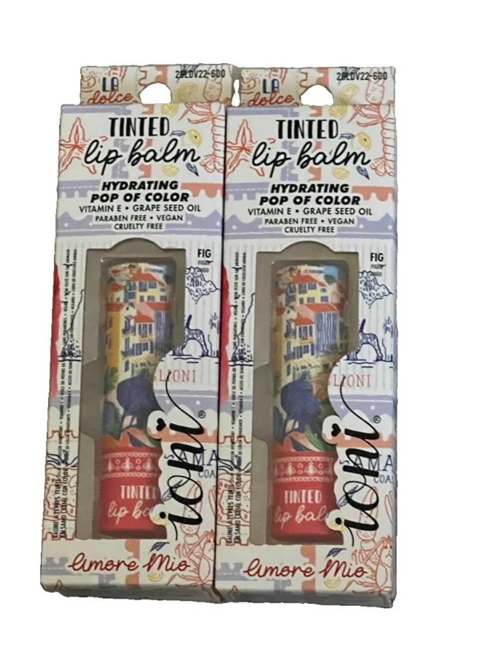 Ioni Tinted Lip Balm - Fig (Hydrating Pop of Color). Amore Mia. Set of 2.